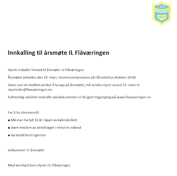 Innkalling til årsmøte 19.03.2025